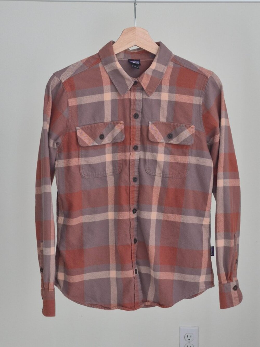 Patagonia Women’s S Midweight Fjord Flannel Shirt Brown Plaid Organic Cotton